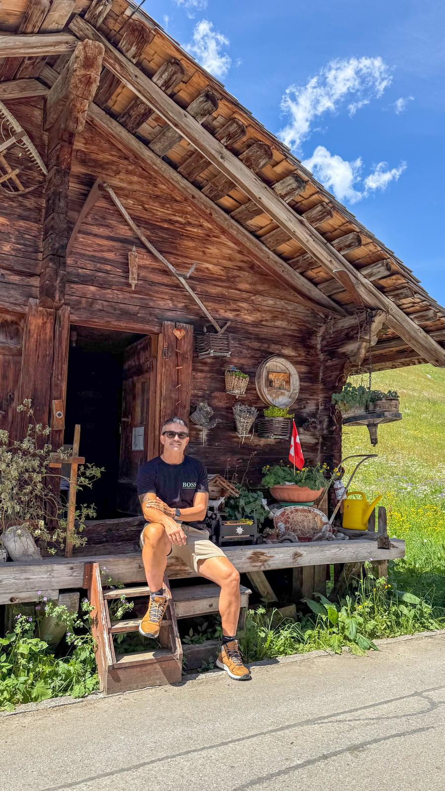 Alpine wooden chalet in the Swiss Alps