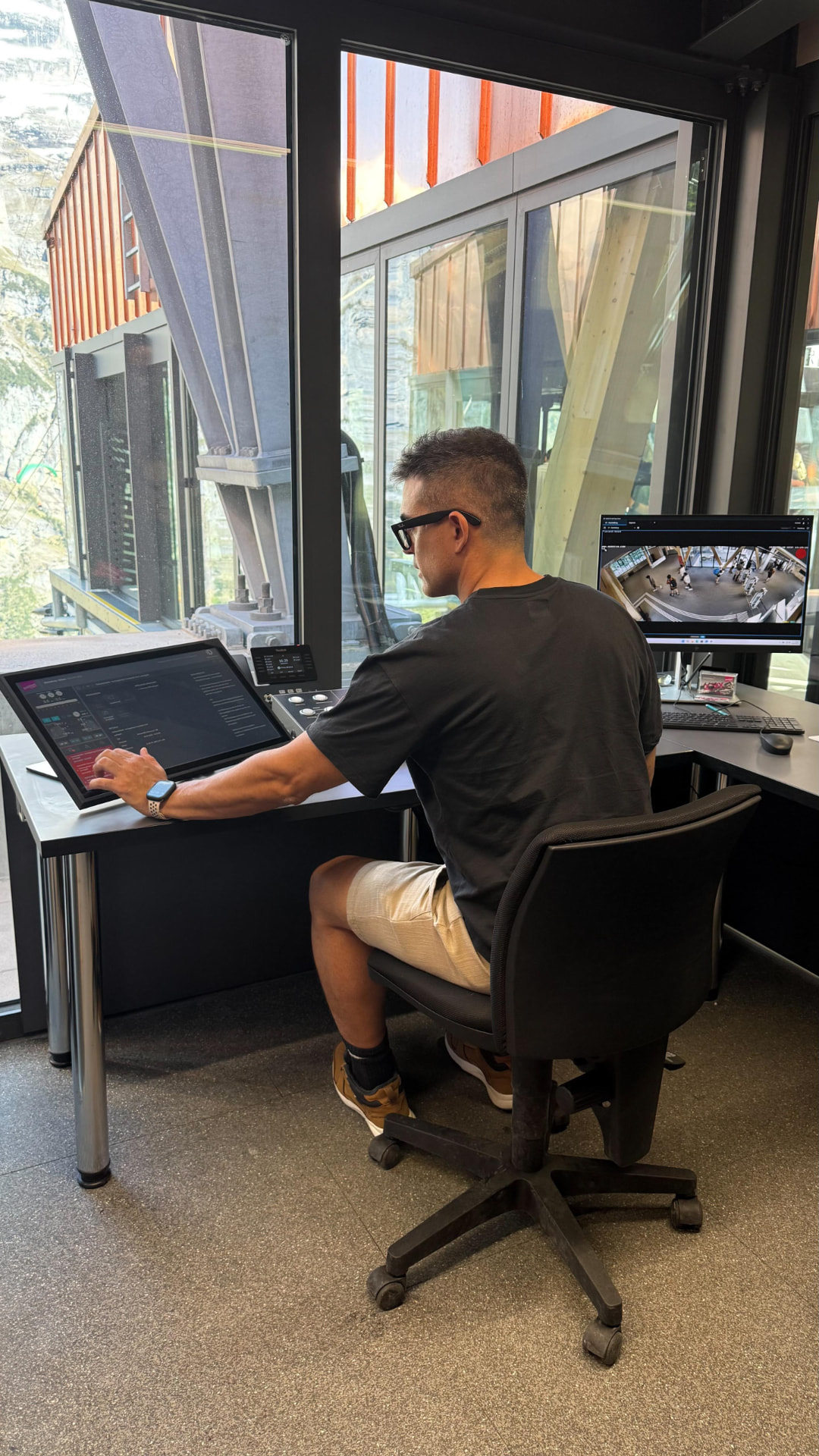 Engineering control room in the Swiss Alps